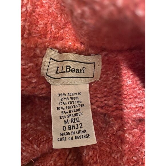 Women's L.L. Bean Wool Blend Button Up Collar Cardigan Cable Knit Sweater Medium - Picture 9 of 9